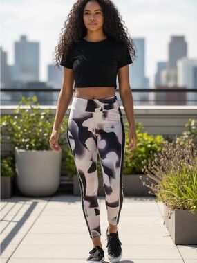 Under Armour Compression Leggings Women Medium Abstract Print Athletic